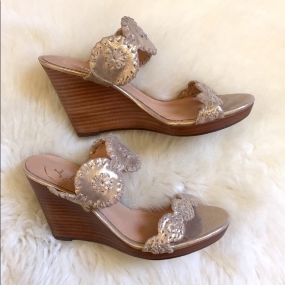 Jack Rogers Gold Luccia Stardust Platform Wedges - Picture 4 of 8